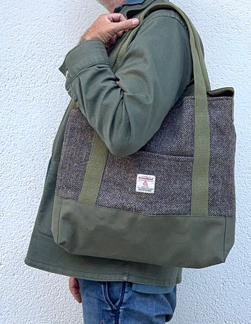He Ecru Harris Tweed Bag