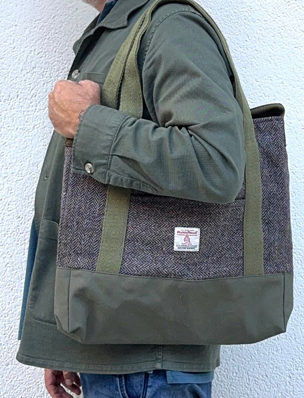 He Ecru Harris Tweed Bag
