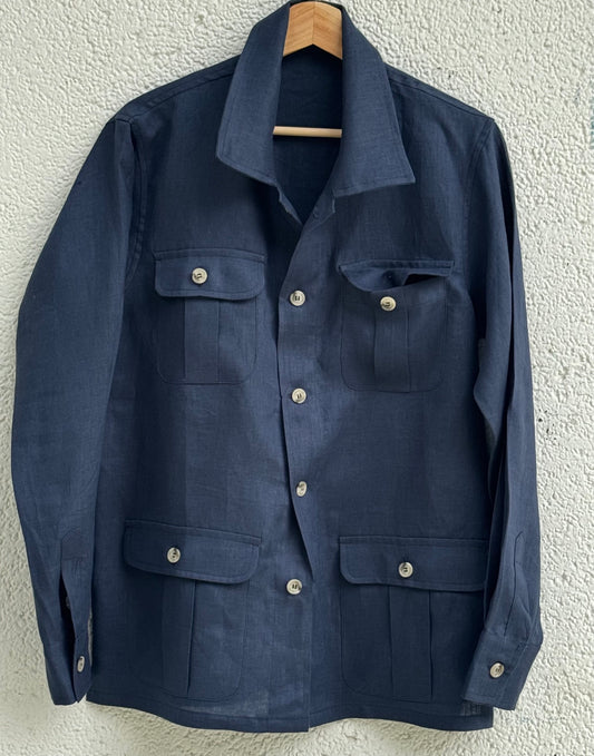 Java Linen Navy Overshirt