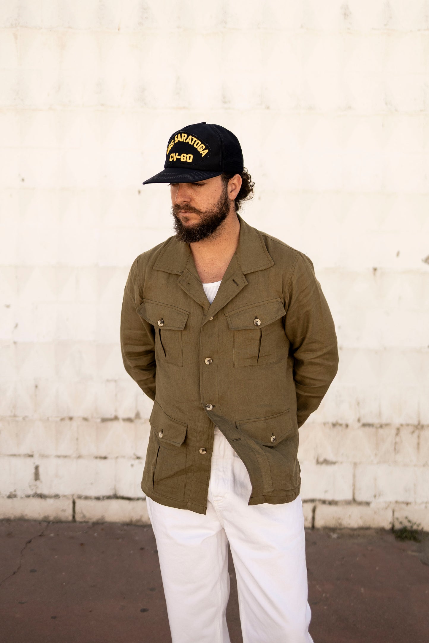 Mumbai Linen Olive Overshirt
