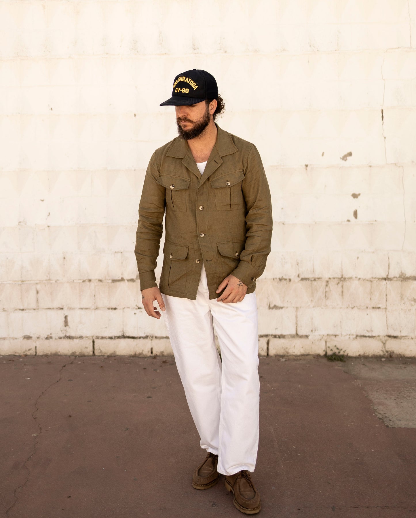 Mumbai Linen Olive Overshirt