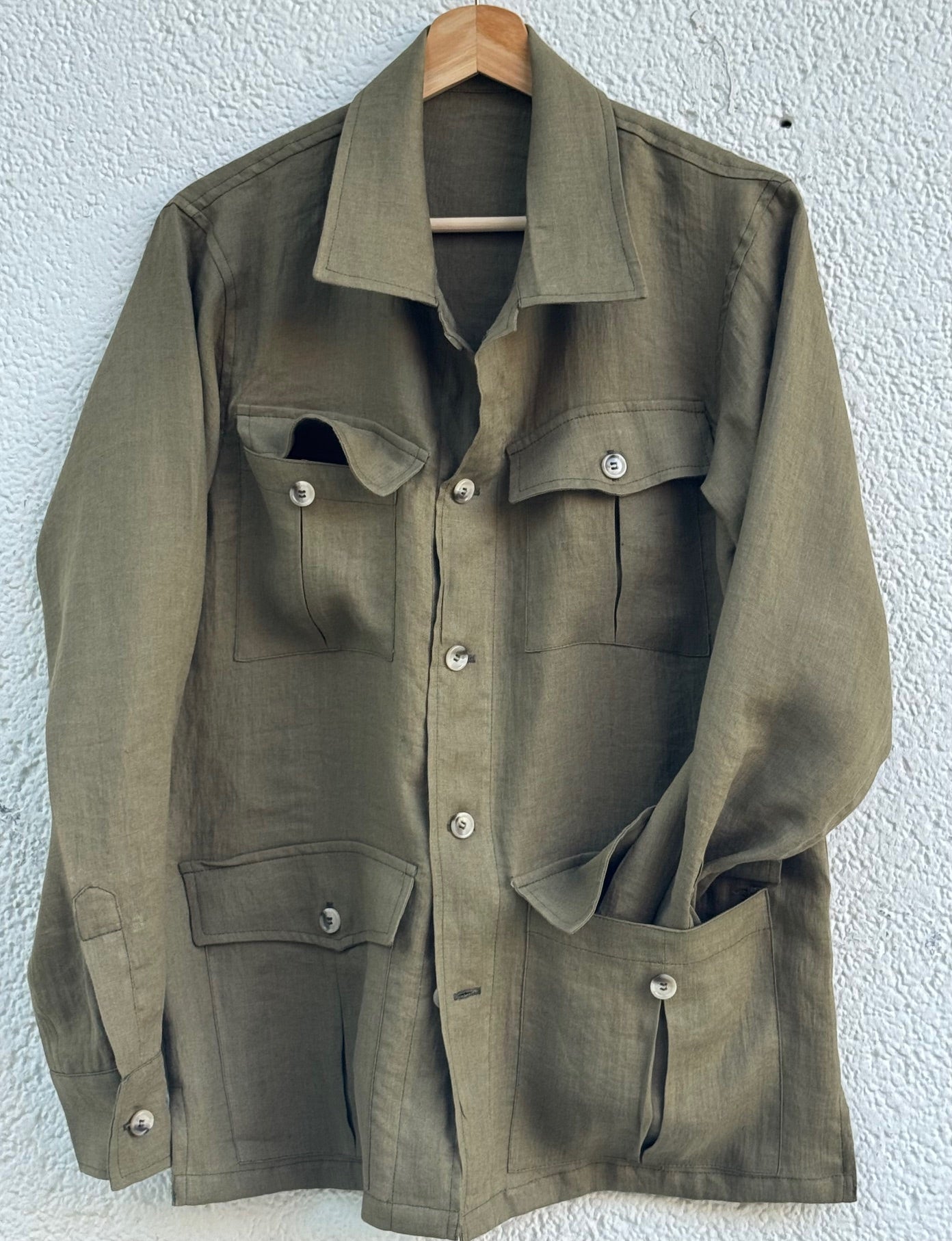 Mumbai Linen Olive Overshirt